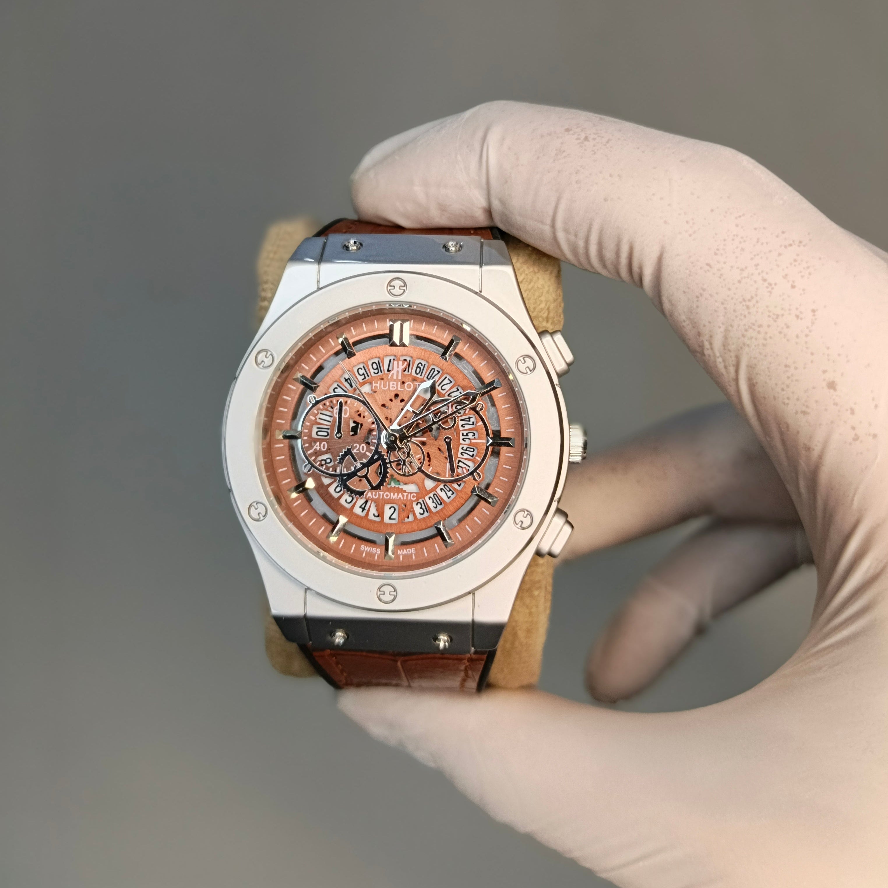 HBLT Classic Brown Leather Strap Watch – AAA Quality